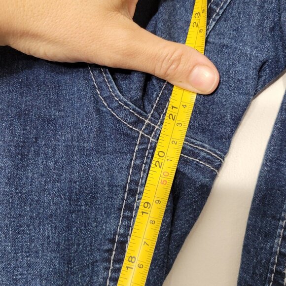 Marie Claire Cropped Denim Blue Jeans Thick Stitch Stretch Size 13 - Picture 10 of 11